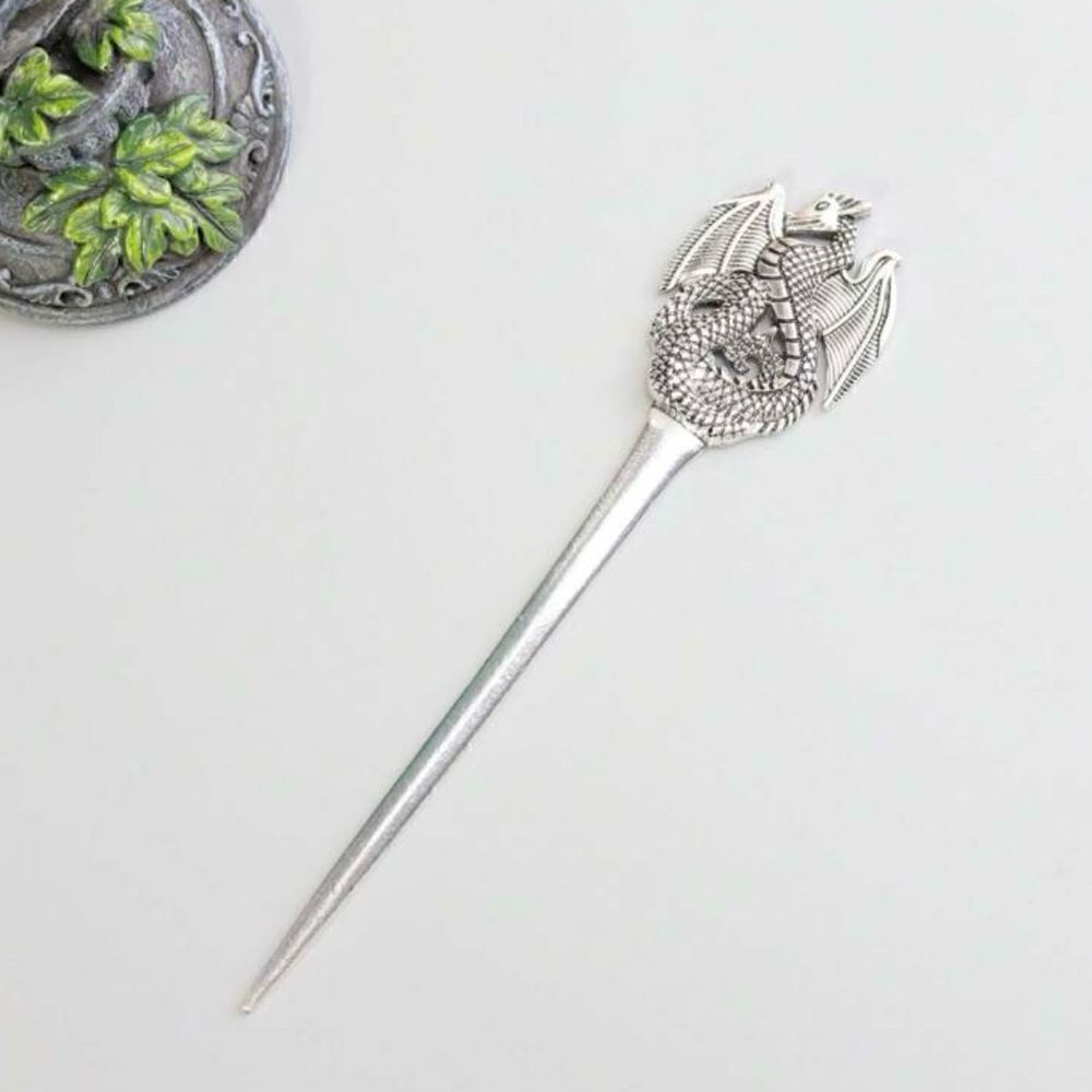 Vintage inspired Dragon Hair Accessory, Silver Color, Renaissance, Fairy Core - Picture 3 of 3